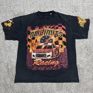 PacSun No Limits Flames Racing Car T Shirt